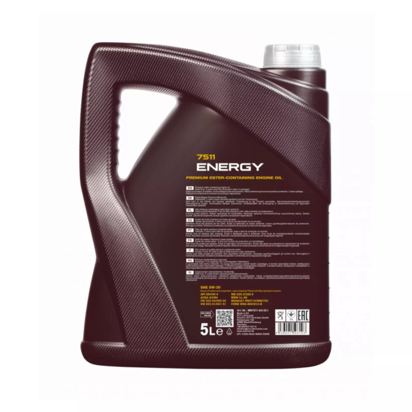 MANNOL 7511 5W30 A3/B4 API SN/CH-4 (5L) 5 LITRES **FULLY SYNTHETIC**